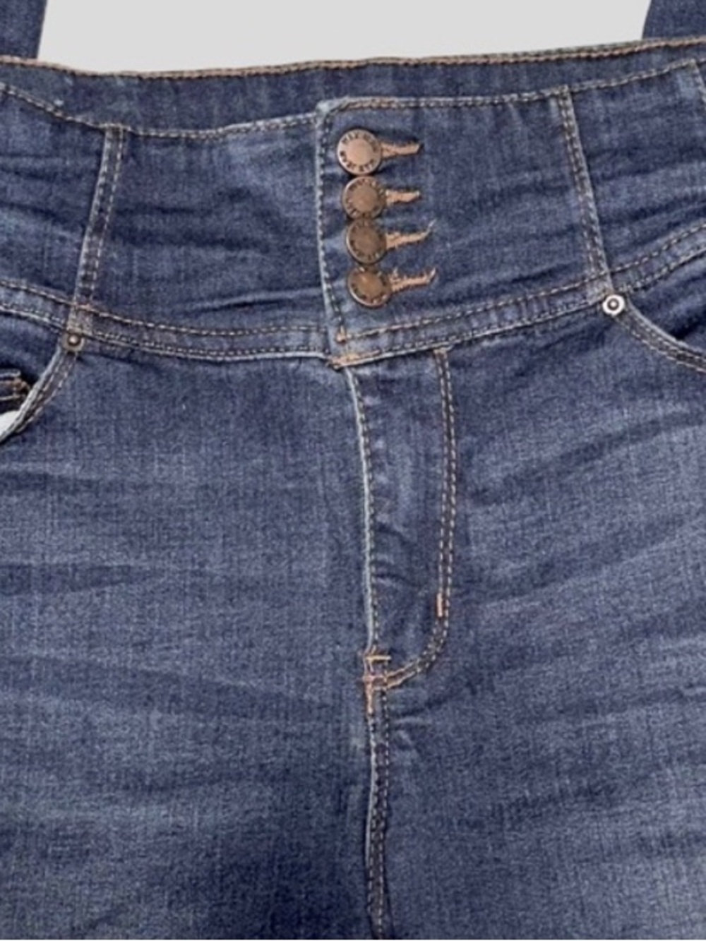 WAX JEAN Dark Wash 4 Button Waist Skinny Jeans Y2K Stretch Denim